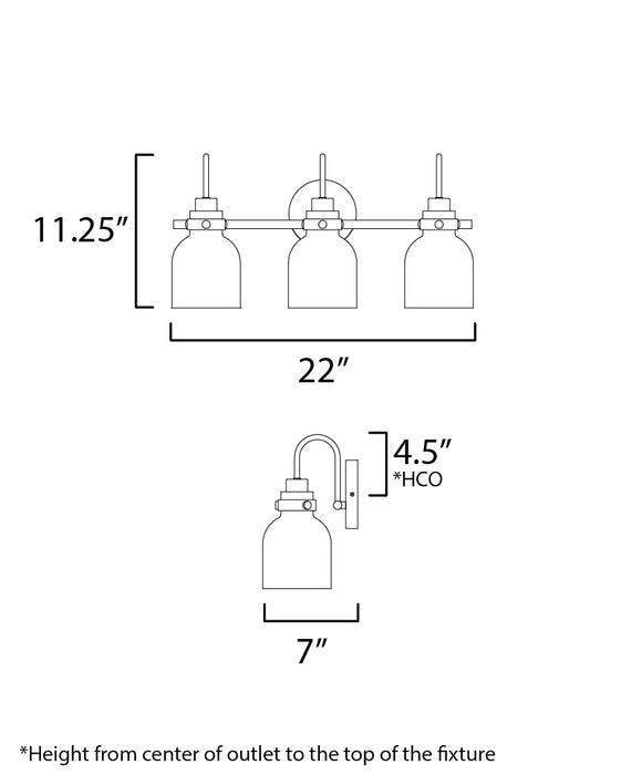 Maxim Milk 3-Light Bath Vanity Model: 12333WTBKSBR