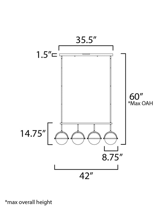 Maxim Duke 4-Light Linear Pendant Model: 12414SWBKWBR