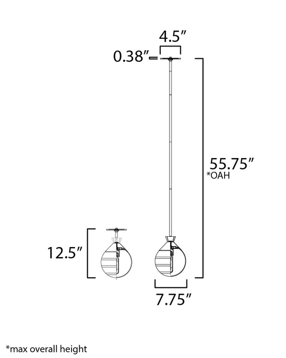 Maxim Copacabana Semi-Flush/Pendant Model: 12441CLFTBK