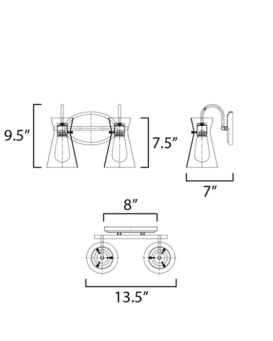 Maxim Ava 2-Light Bath Vanity Model: 12482CLPC