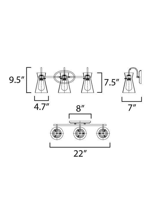 Maxim Ava 3-Light Bath Vanity Model: 12483CLPC