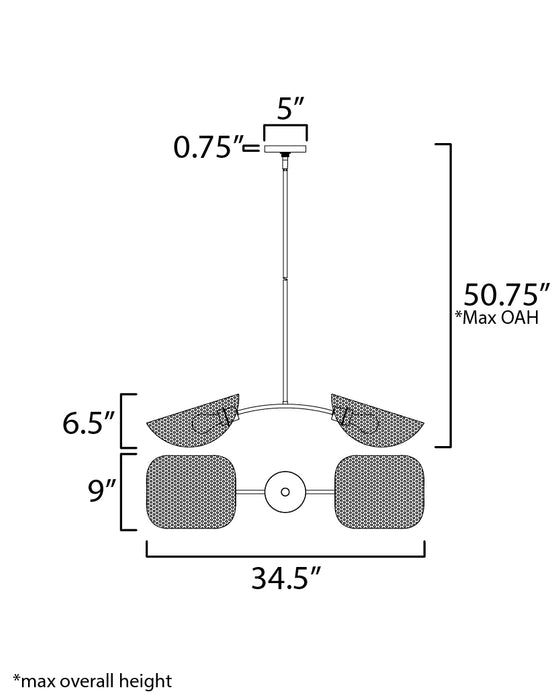 Maxim Bonnet 2-Light Chandelier Model: 12632NABK