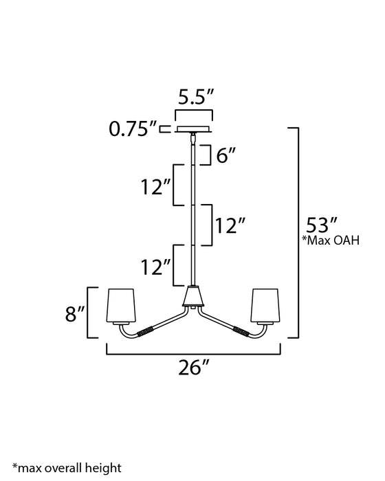 Maxim Durham 5-Light Chandelier Model: 12696WTNAB