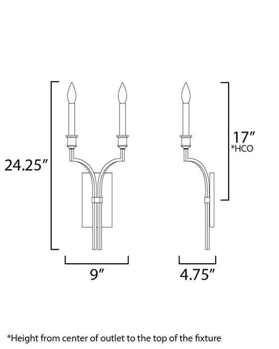 Maxim Normandy 2-Light Sconce Model: 12782GL