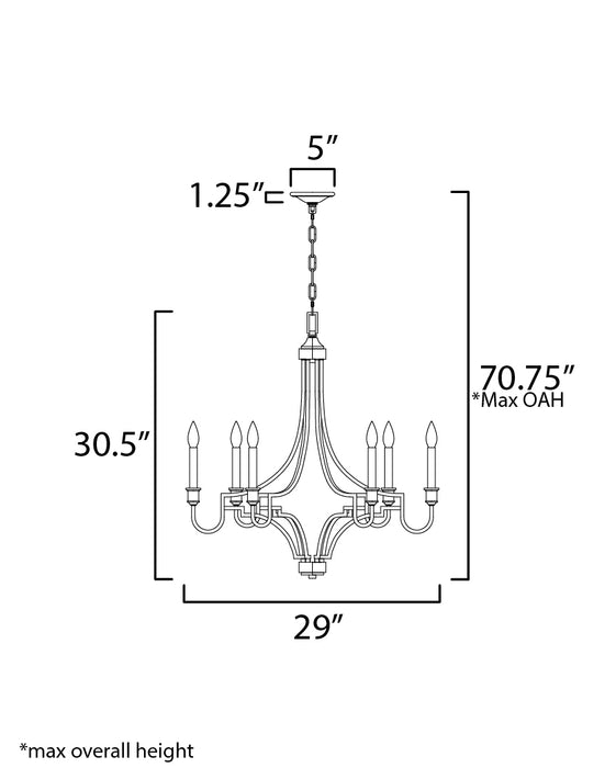 Maxim Normandy 6-Light Chandelier Model: 12786GL