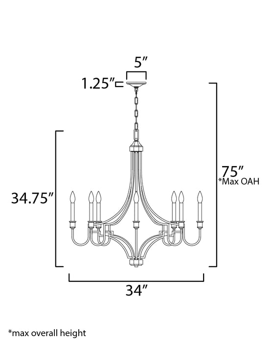 Maxim Normandy 8-Light Chandelier Model: 12788GL