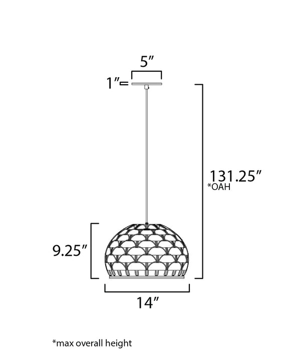 Maxim Tahiti 14 1-Light Pendant Model: 14411NABK