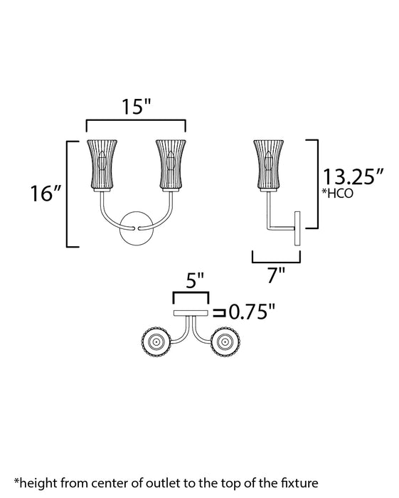 Maxim Camelot 2-Light Sconce Model: 16152CRNAB