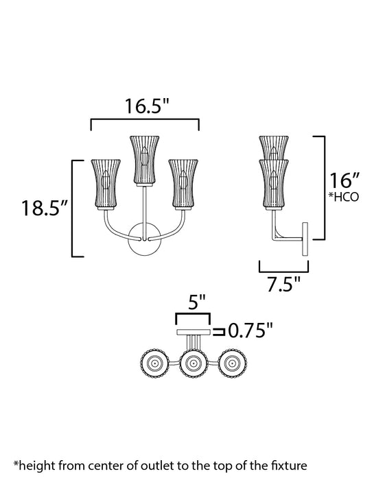 Maxim Camelot 3-Light Sconce Model: 16153CRNAB