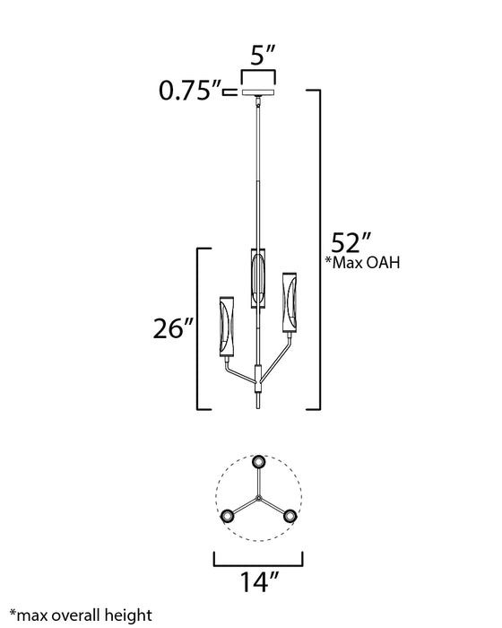 Maxim Regent 3-Light Pendant Model: 16173CLLFGNAB