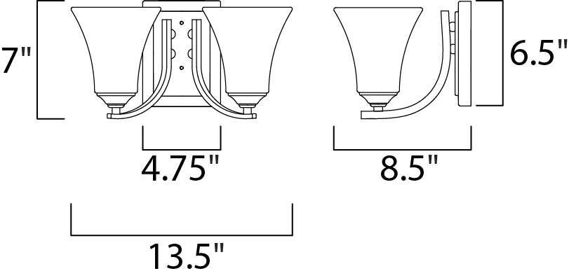 Maxim Aurora 2-Light Bath Vanity Model: 20099FTOI