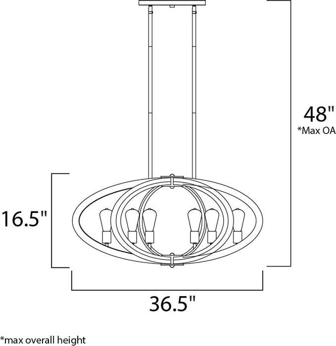 Maxim Bodega Bay 6-Light Pendant w/Bulb Model: 20915APAR/BUL