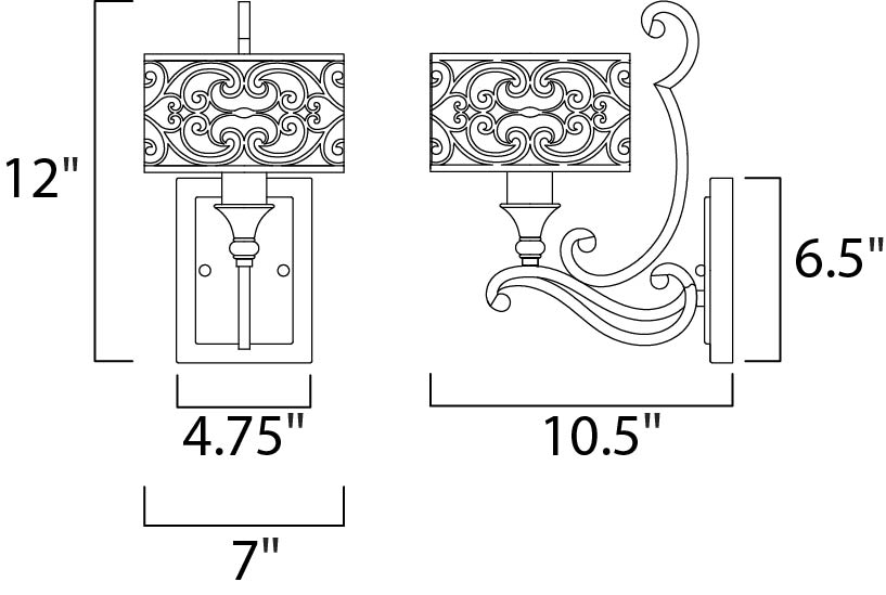 Maxim Mondrian 1-Light Wall Sconce Model: 21152WHUB