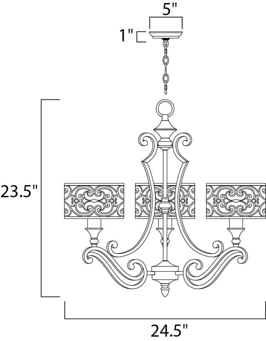 Maxim Mondrian 3-Light Chandelier Model: 21153WHUB