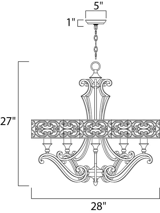 Maxim Mondrian 5-Light Chandelier Model: 21155WHUB