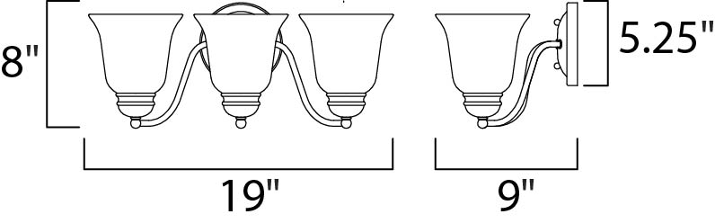 Maxim Basix 3-Light Bath Vanity Model: 2122FTOI