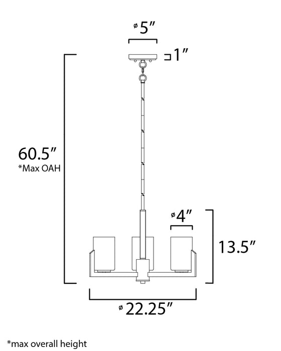 Maxim Dart 3-Light Chandelier Model: 21285SWSBR