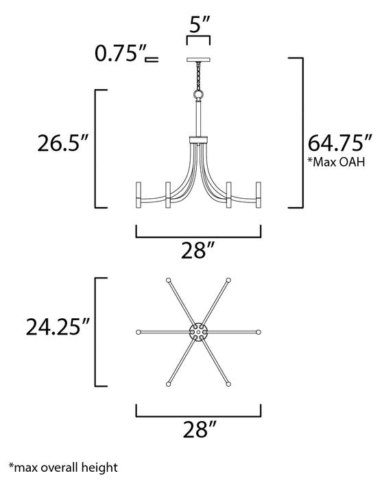 Maxim Lyndon 6-Light Chandelier Model: 21526BZAB