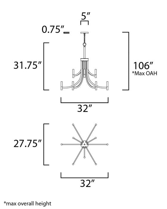 Maxim Lyndon 9-Light Chandelier Model: 21529BZAB