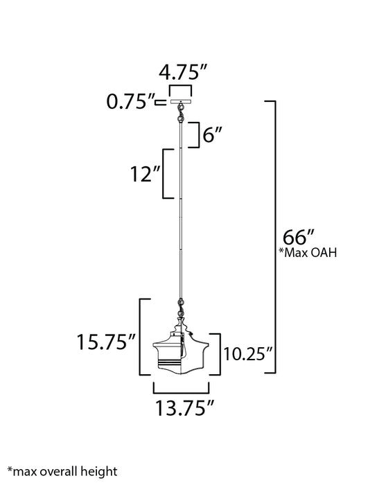 Maxim Eureka 1-Light Pendant Model: 21534WTBK