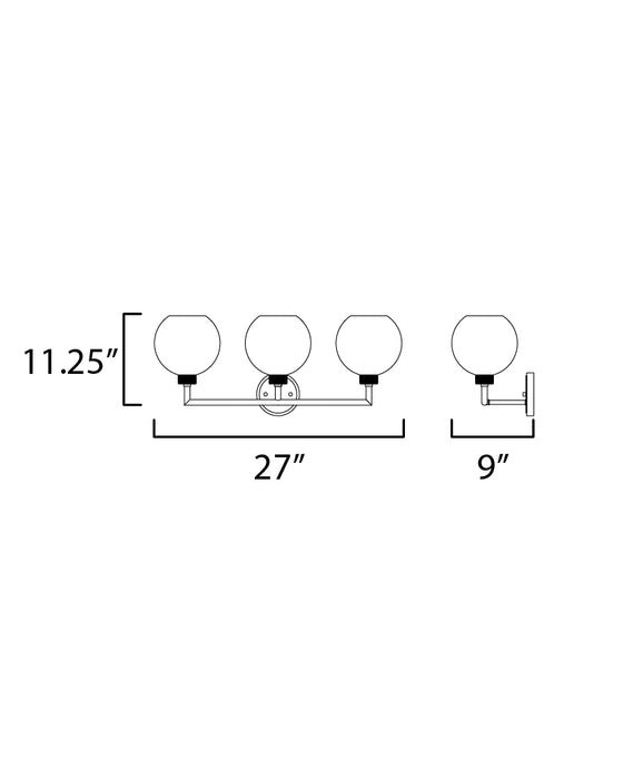 Maxim Vessel 3-Light Bath Vanity Model: 21613CLBKAL