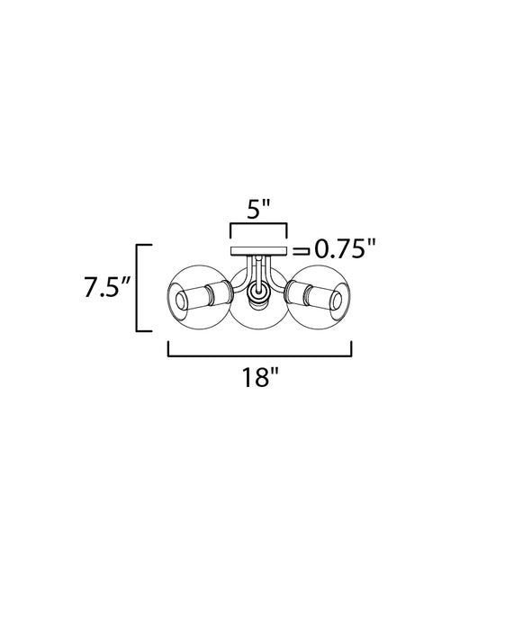 Maxim Knox 3-Light Semi-Flush Mount Model: 21634CLBK