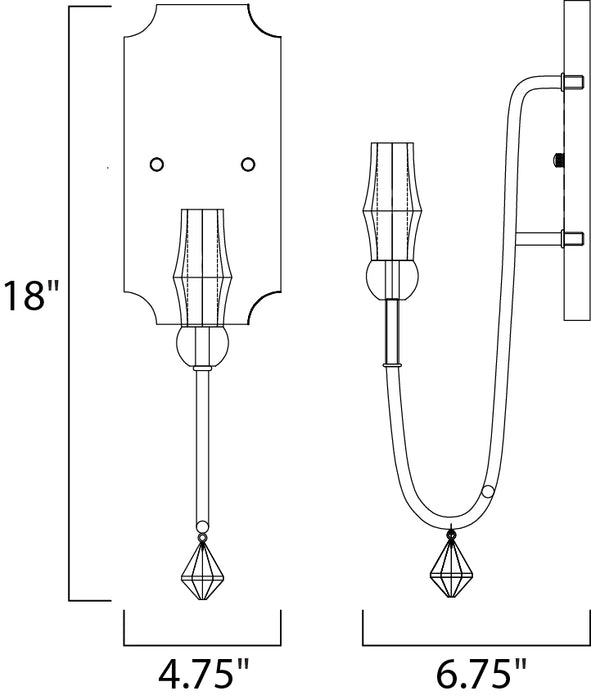 Maxim Claymore 1-Light Wall Sconce Model: 22432CSTGL