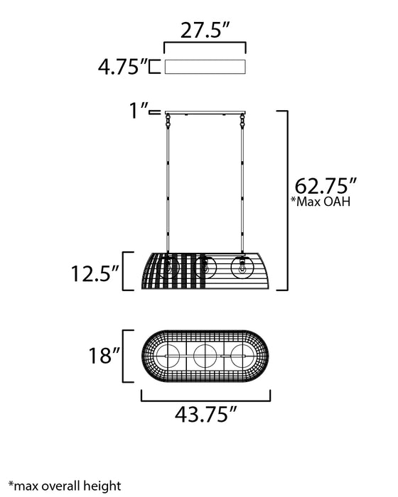 Maxim Macrame 3-Light Linear Pendant Model: 22483SWGLD