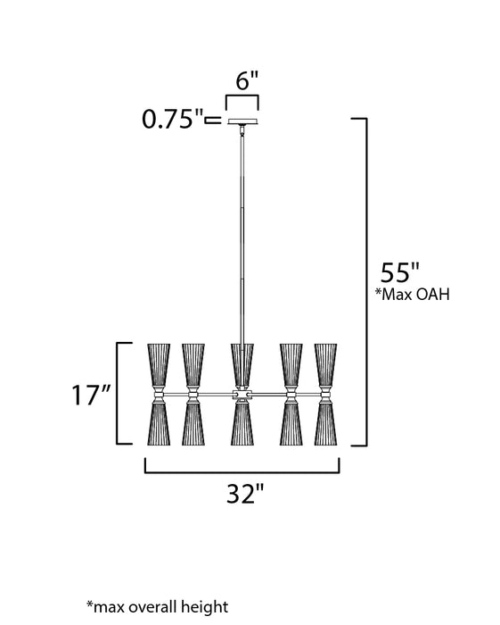 Maxim Krevat 10-Light Chandelier Model: 24825SWBKNAB