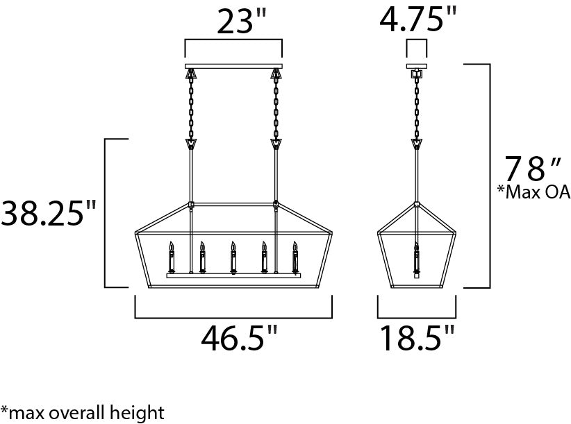 Maxim Abode 5-Light Linear Chandelier Model: 25157TXBPN