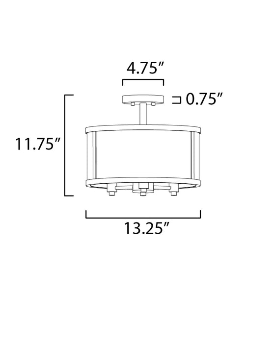 Maxim Sentinel 3-Light Semi Flush Model: 25250CLBK