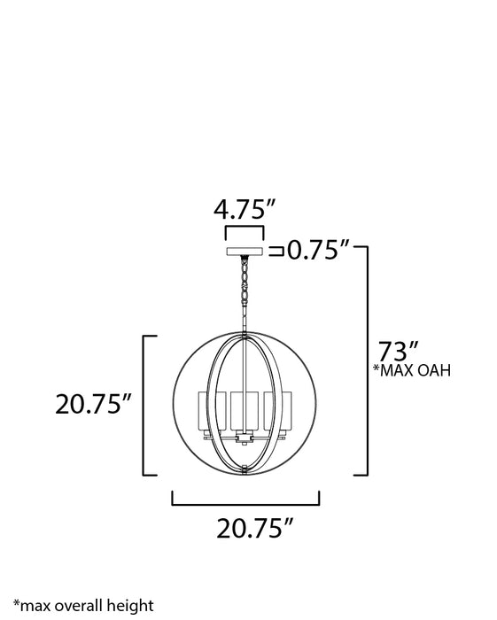 Maxim Sentinel 3-Light Pendant Model: 25254CLBK