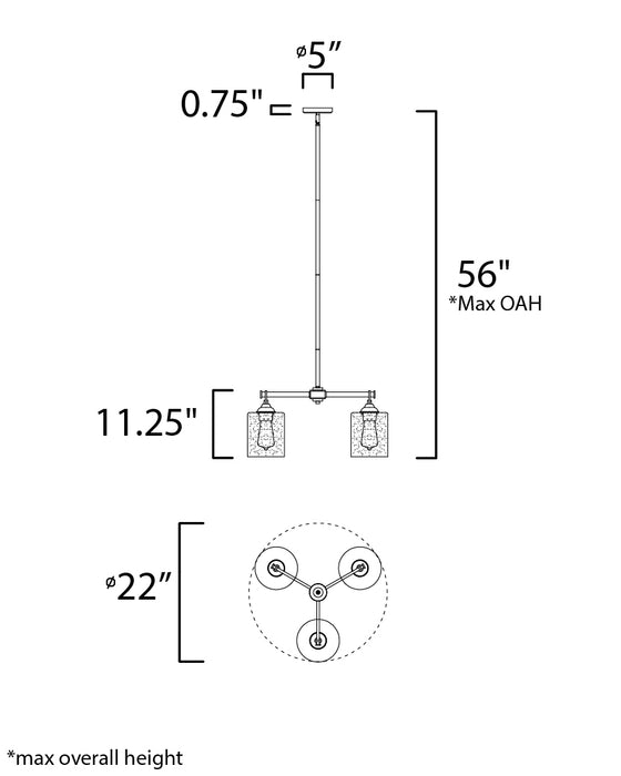 Maxim Stonehenge 3-Light Chandelier Model: 25273SSBZ