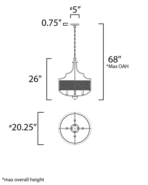 Maxim Savant 4-Light Chandelier Model: 25284WLBZAB