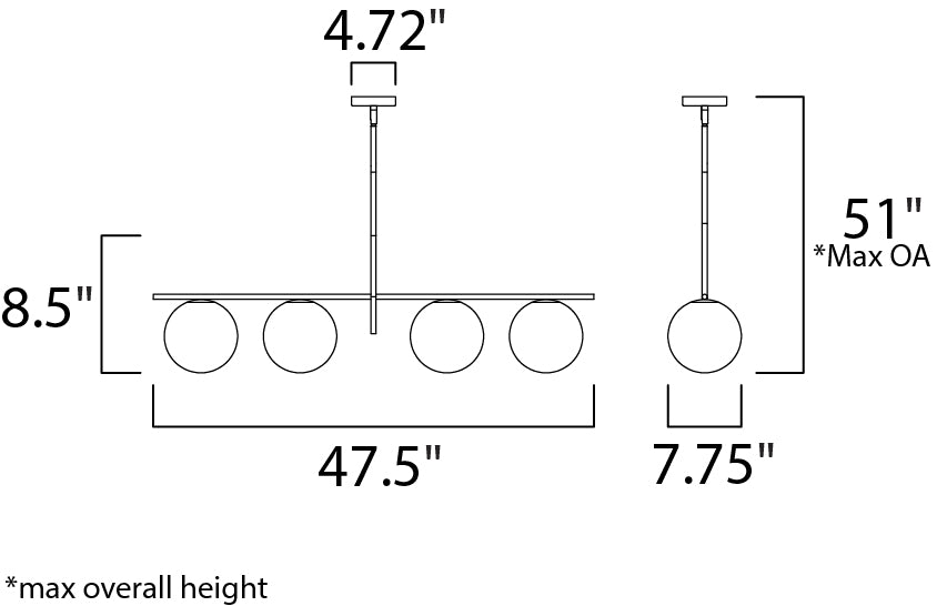 Maxim Vesper 4-Light Pendant Model: 26036SWSBRBK