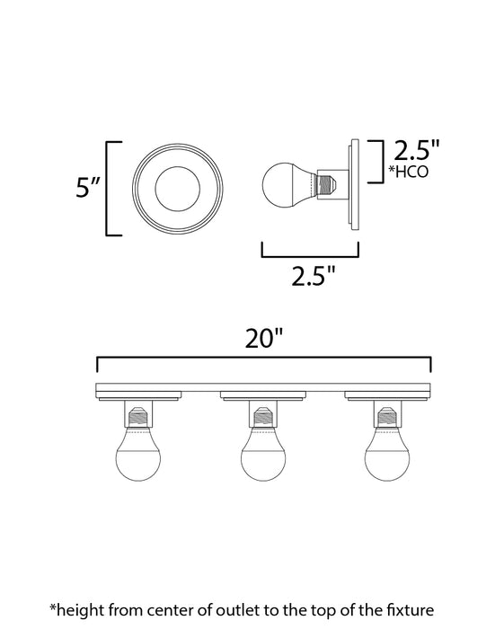 Maxim Hollywood 3-Light Sconce w/ LED Bulb Model: 26093BKNAB/BUL