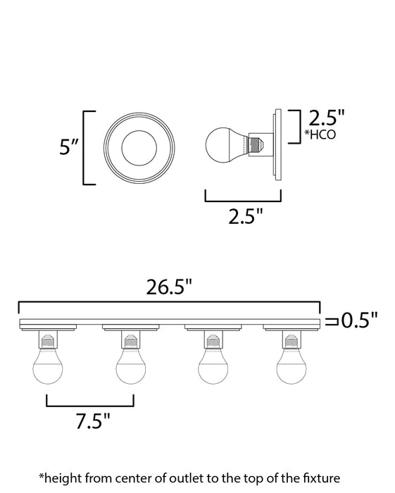 Maxim Hollywood Stone 4-Light Sconce w/ LED Bulb Model: 26094WANAB/BUL