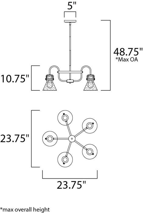 Maxim Seafarer 5-Light Chandelier With Bulbs Model: 26117CDPC/BUL