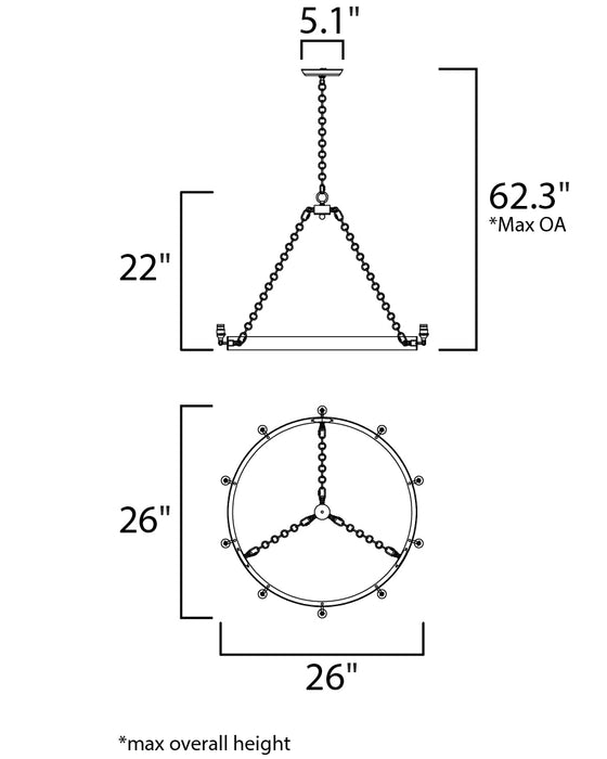 Maxim Noble 6-Light Chandelier Model: 26273BKNAB