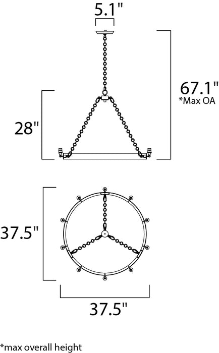 Maxim Noble 10-Light Chandelier Model: 26275BKNAB