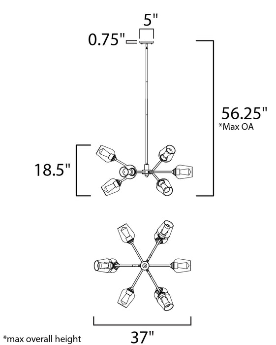 Maxim Savvy 9-Light Chandelier Model: 26345CLABBK