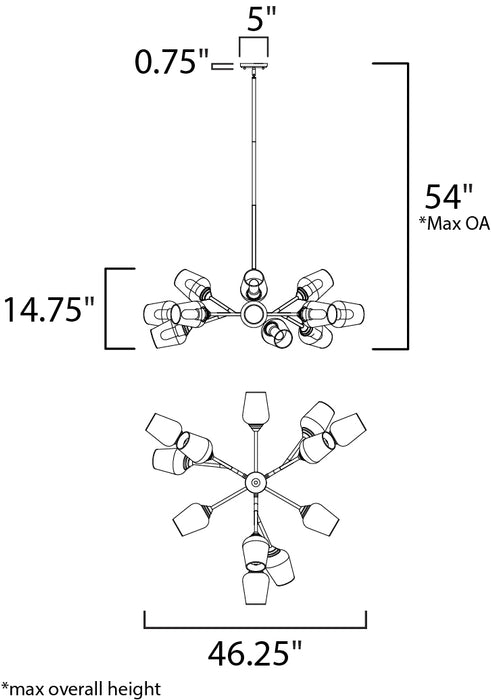 Maxim Savvy 12-Light Chandelier Model: 26347CLABBK