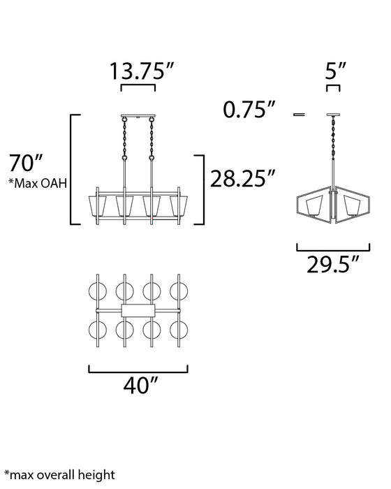 Maxim Oblique 8-Light Linear Pendant Model: 26358SWGLDBK