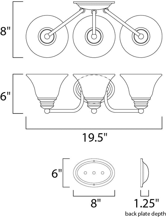 Maxim Malaga 3-Light Bath Vanity Model: 2688FTSN