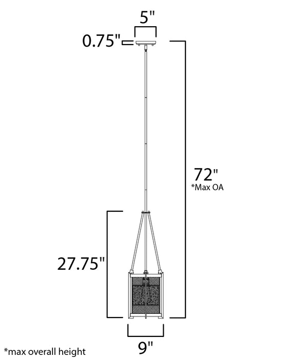 Maxim Boundry 1-Light Pendant Model: 27563BKBWAB