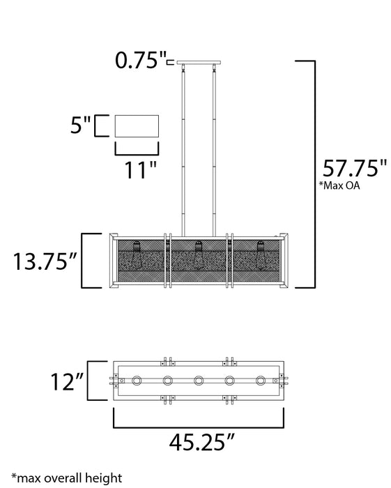 Maxim Boundry 5-Light Linear Pendant Model: 27567BKBWAB