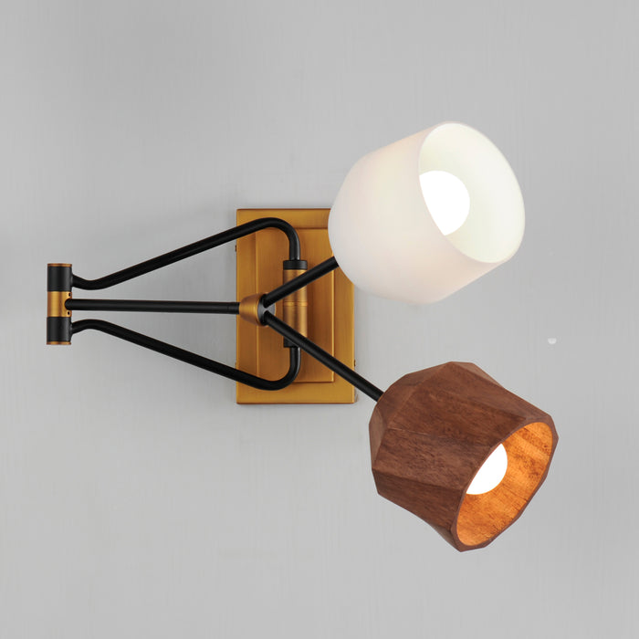 Maxim Akimbo 2-Light Swing Arm Wall Sconce W LED Bulbs Model: 28272DBZAB