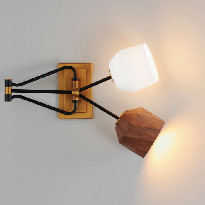 Maxim Akimbo 2-Light Swing Arm Wall Sconce W LED Bulbs Model: 28272DBZAB