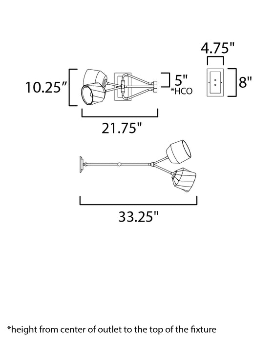 Maxim Akimbo 2-Light Swing Arm Wall Sconce W LED Bulbs Model: 28272DBZAB