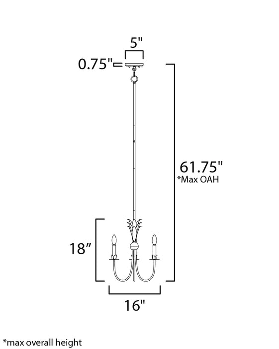 Maxim Paloma 3-Light Chandelier Model: 2883GL